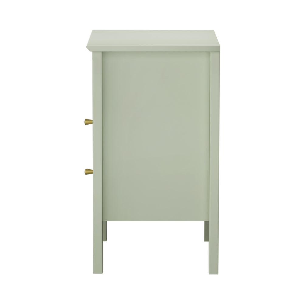 Bedside Table Nightstand 2 Drawer with Storage Cabinet Green