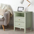 Bedside Table Nightstand 2 Drawer with Storage Cabinet Green