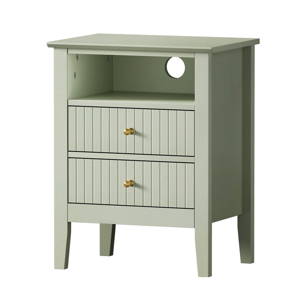 2x Bedside Table Nightstand 2 Drawers Bedroom Cabinet Green