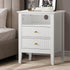 Bedside Table Nightstand 2 Drawer with Storage Cabinet White