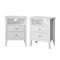 2x Bedside Table Nightstand 2 Drawers Bedroom Cabinet White