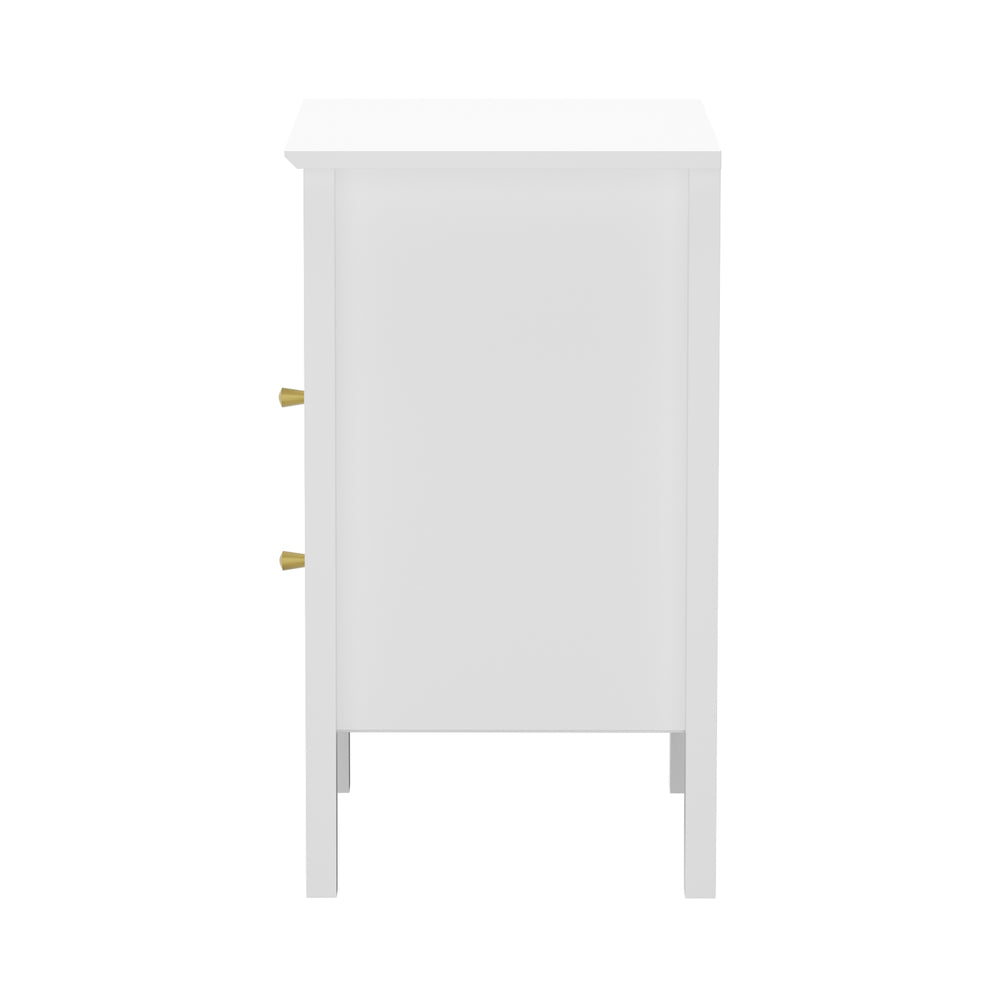 2x Bedside Table Nightstand 2 Drawers Bedroom Cabinet White