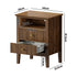 Bedside Table Nightstand 2 Drawer with Storage Cabinet Walnut