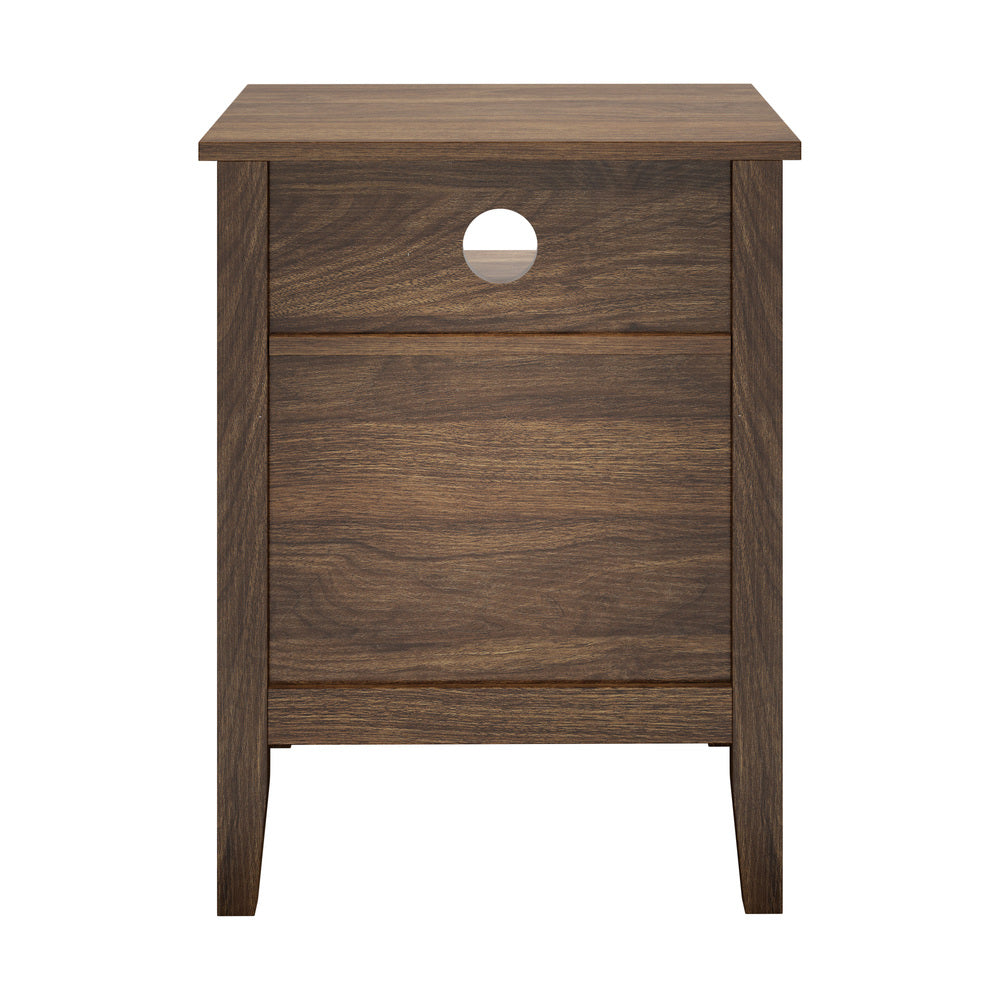 Bedside Table Nightstand 2 Drawer with Storage Cabinet Walnut