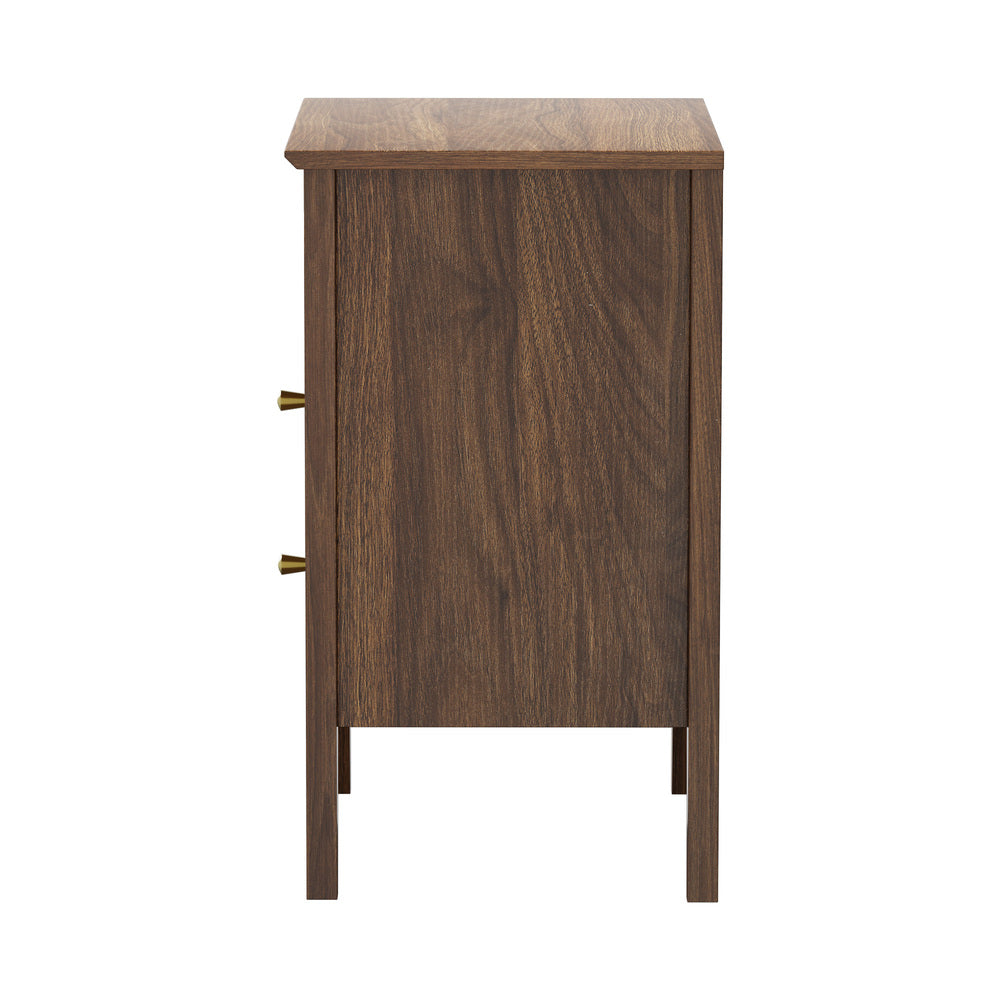2x Bedside Table Nightstand 2 Drawer Storage Cabinet Walnut