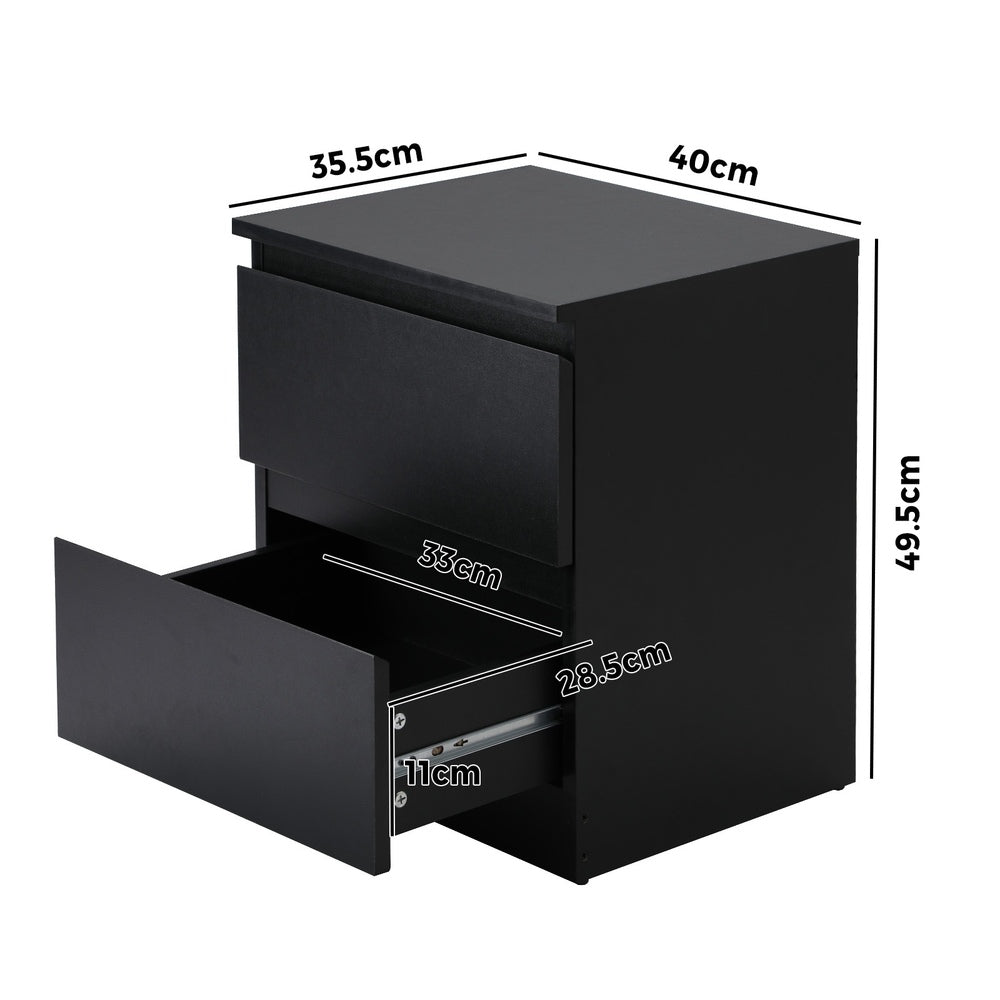 Bedside Tables Set of 2 Nightstand Black