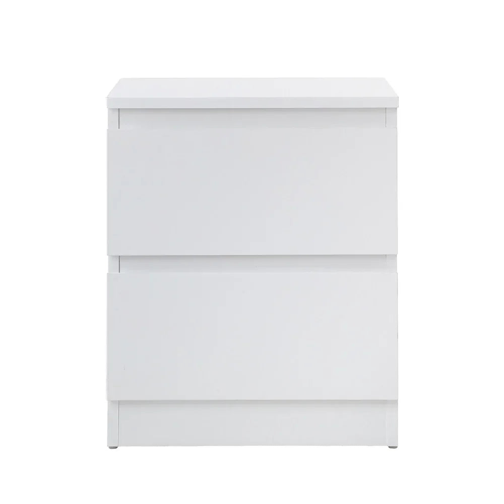 Bedside Table Nightstand 2 Drawers White