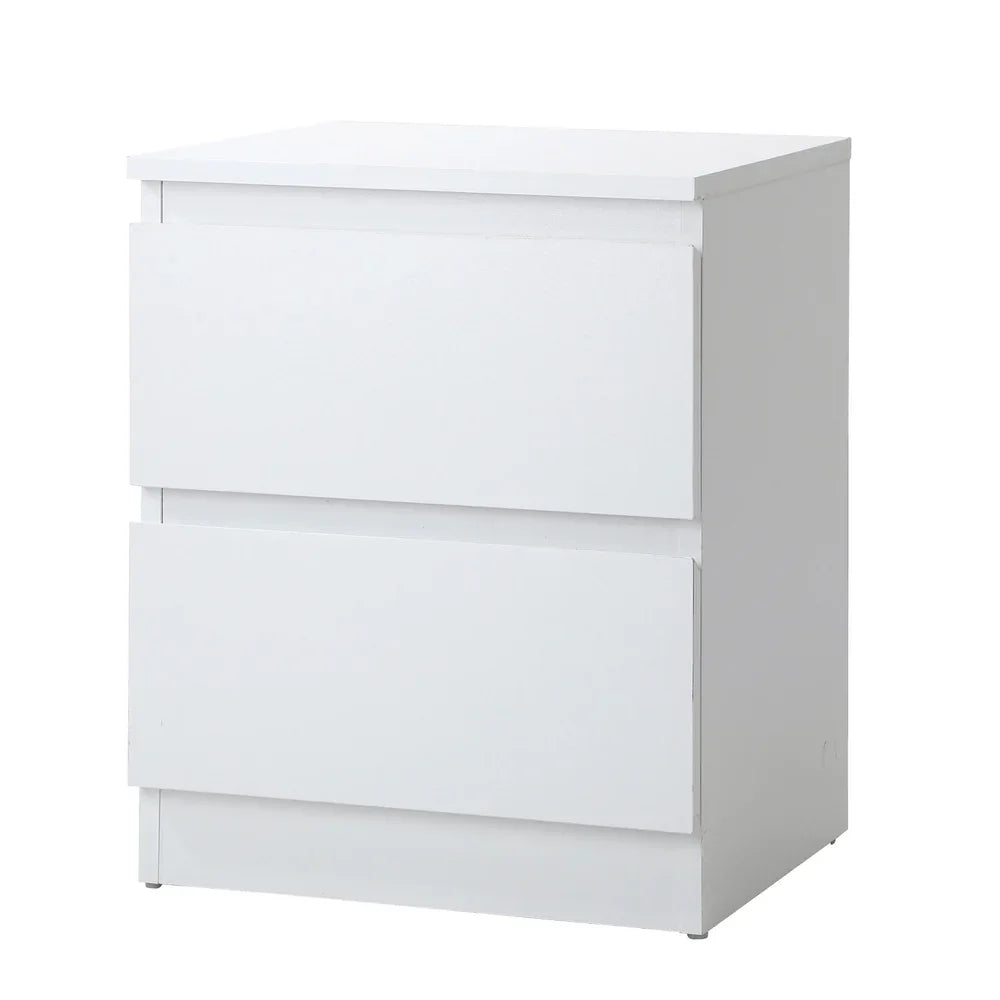 Bedside Table Nightstand 2 Drawers White