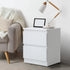 Bedside Table Nightstand 2 Drawers White