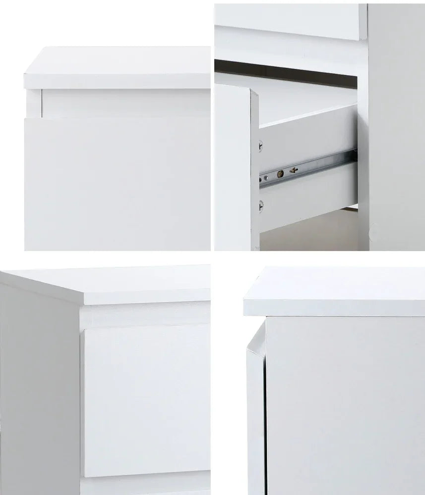 Bedside Table Nightstand 2 Drawers White