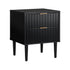 Oikiture Bedside Table – Black 2‑Drawer Nightstand with Metal Handles & Wood Legs