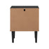Oikiture Bedside Table – Black 2‑Drawer Nightstand with Metal Handles & Wood Legs