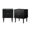 Oikiture Bedside Tables Set of 2 – Black 2‑Drawer Nightstands with Metal Handles