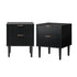 Oikiture Bedside Tables Set of 2 – Black 2‑Drawer Nightstands with Metal Handles