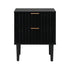 Oikiture Bedside Tables Set of 2 – Black 2‑Drawer Nightstands with Metal Handles