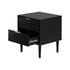 Oikiture Bedside Tables Set of 2 – Black 2‑Drawer Nightstands with Metal Handles