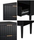 Oikiture Bedside Tables Set of 2 – Black 2‑Drawer Nightstands with Metal Handles