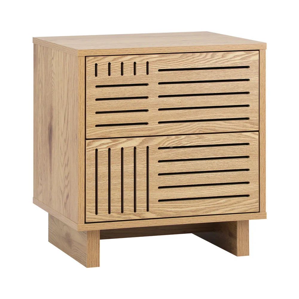 Bedside Table 2 Drawers Nightstand Storage Cabinet Natural