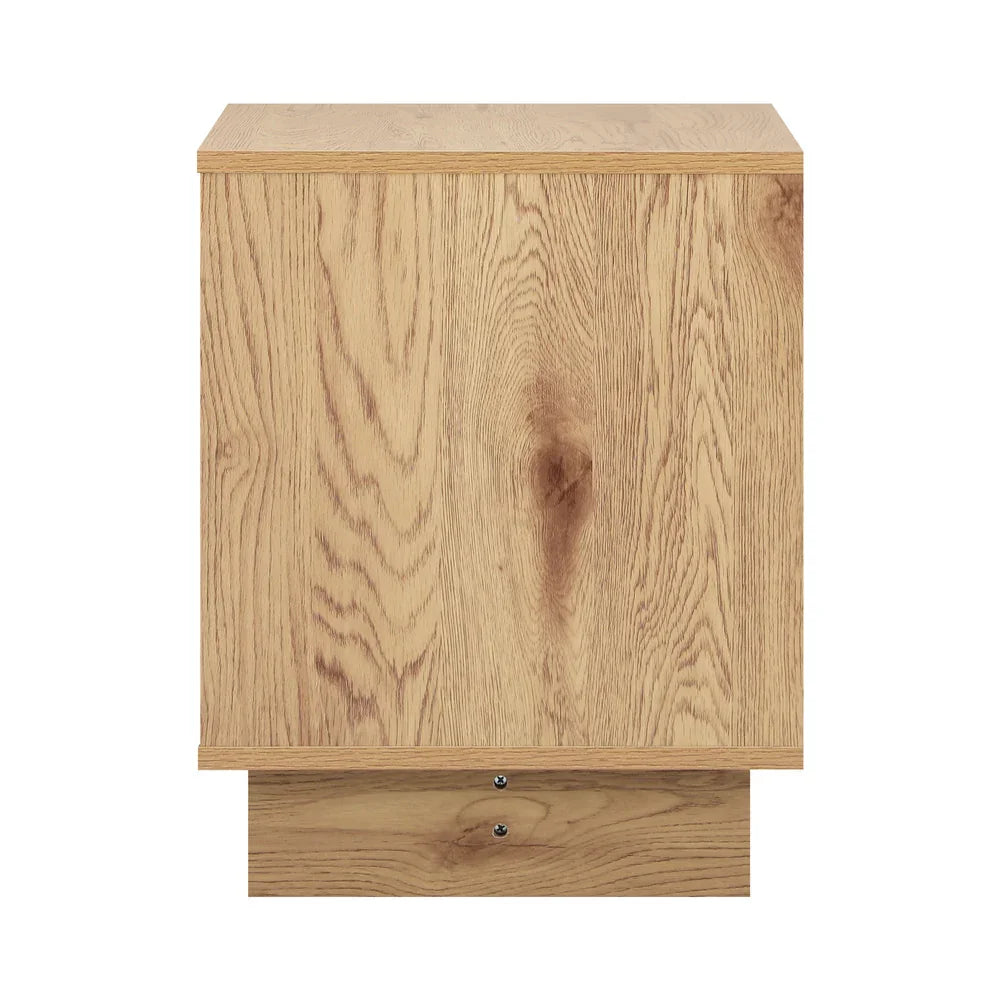 Bedside Table 2 Drawers Nightstand Storage Cabinet Natural