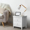 2 Drawer Bedside Table White Hamptons Style Side End Cabinet