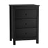 Oikiture Bedside Table Black – Hamptons Style 3‑Drawer Nightstand with Wooden Handles