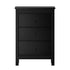 Oikiture Bedside Table Black – Hamptons Style 3‑Drawer Nightstand with Wooden Handles