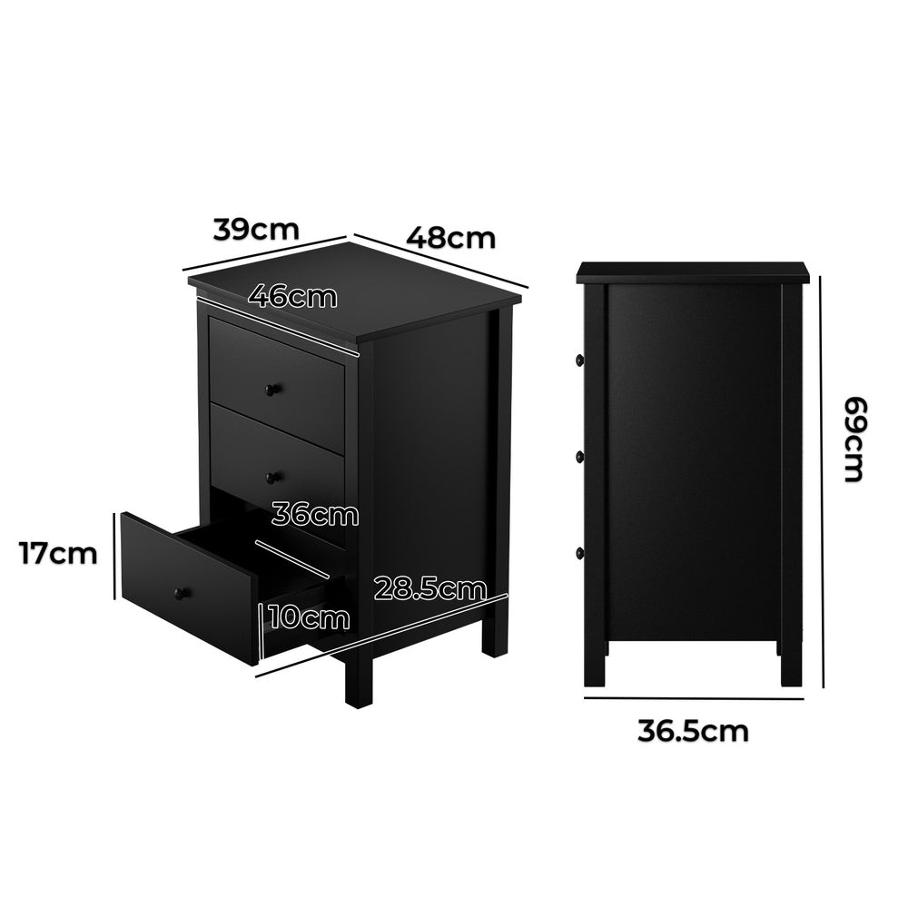 Bedside Tables Set of 2 Nightstands Black