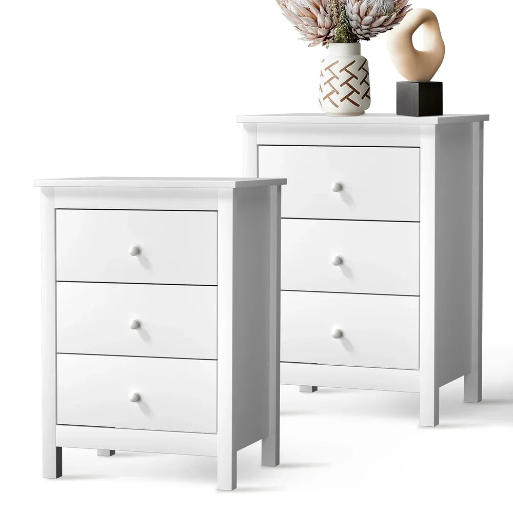 Oikiture Bedside Tables Set of 2 Nightstands White
