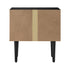 Bedside Table 2 Drawers Metal Handle Black&Wooden