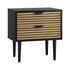 2PCS Bedside Table 2 Drawers Black&Wooden
