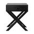 Bedside Table Wooden Frame Cross Base Black