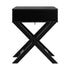 Bedside Table Wooden Frame Cross Base Black
