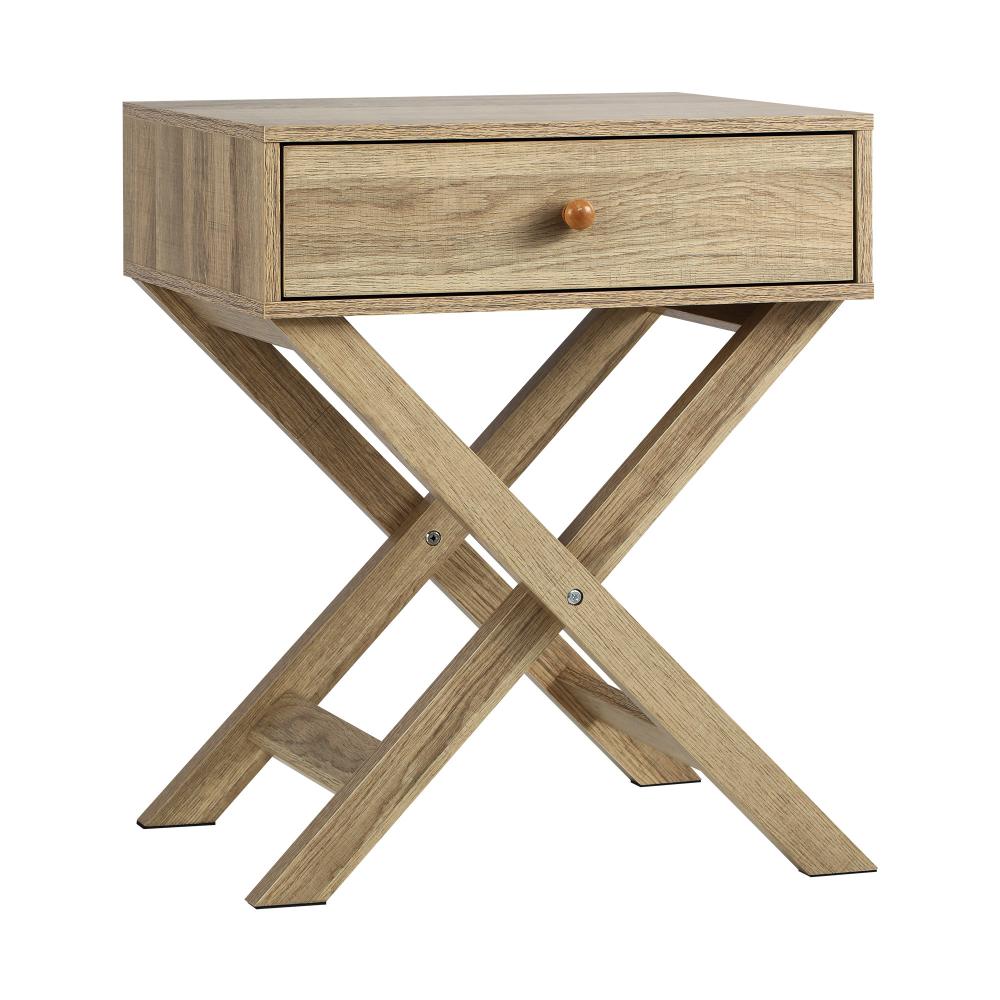 Bedside Table Wooden Frame Cross Base