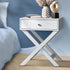 Bedside Table Wooden Frame Cross Base White