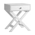 Bedside Table Wooden Frame Cross Base White