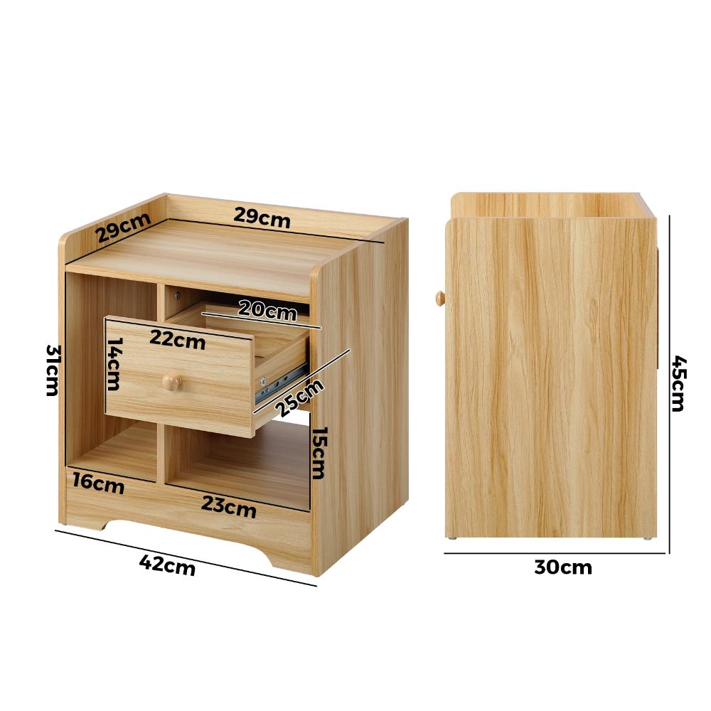 Bedside Table with Drawer & Storage Space Wooden