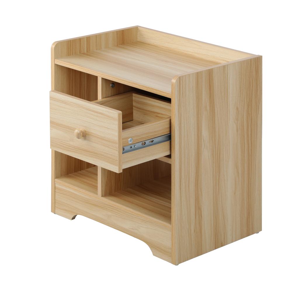 Bedside Table with Drawer & Storage Space Wooden