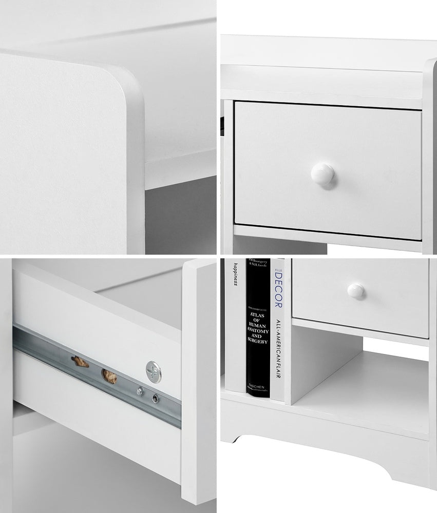 Bedside Tables Set of 2 Nightstand Shelf White