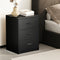 Bedside Table 3 Drawers Nightstand Bedroom Storage Black