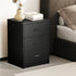 Bedside Table 3 Drawers Nightstand Bedroom Storage Black