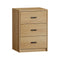 Bedside Table 3 Drawers Nightstand Bedroom Storage Natural