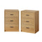 2x Bedside Table 3 Drawers Nightstand Bedroom Storage Natural