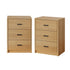 Bedside Table 3 Drawers Nightstand Bedroom Storage Natural