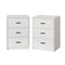 2x Bedside Table 3 Drawers Nightstand Bedroom Storage White