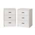2x Bedside Table 3 Drawers Nightstand Bedroom Storage White