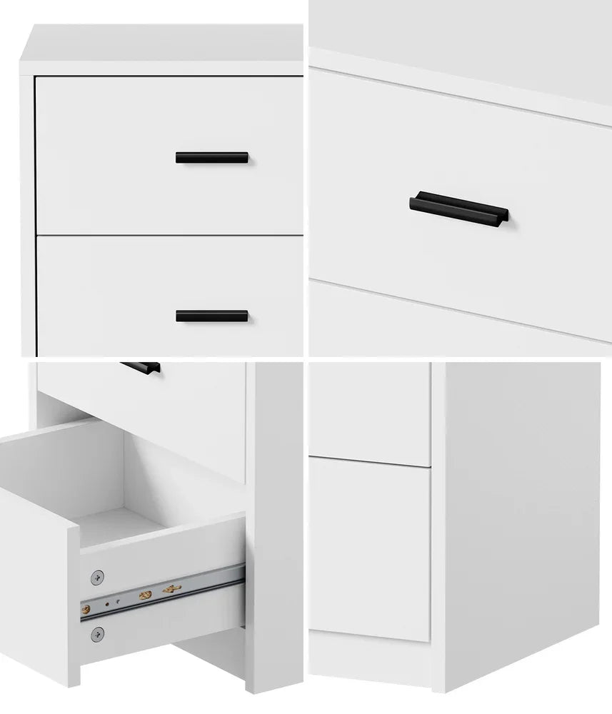Bedside Table 3 Drawers Nightstand Bedroom Storage White