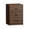Bedside Table 3 Drawers Nightstand Bedroom Storage Walnut