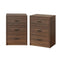 2x Bedside Table 3 Drawers Nightstand Bedroom Storage Walnut