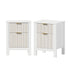 Bedside Table Nightstand 2-Pack, White, 39x30x52.5cm Each Piece