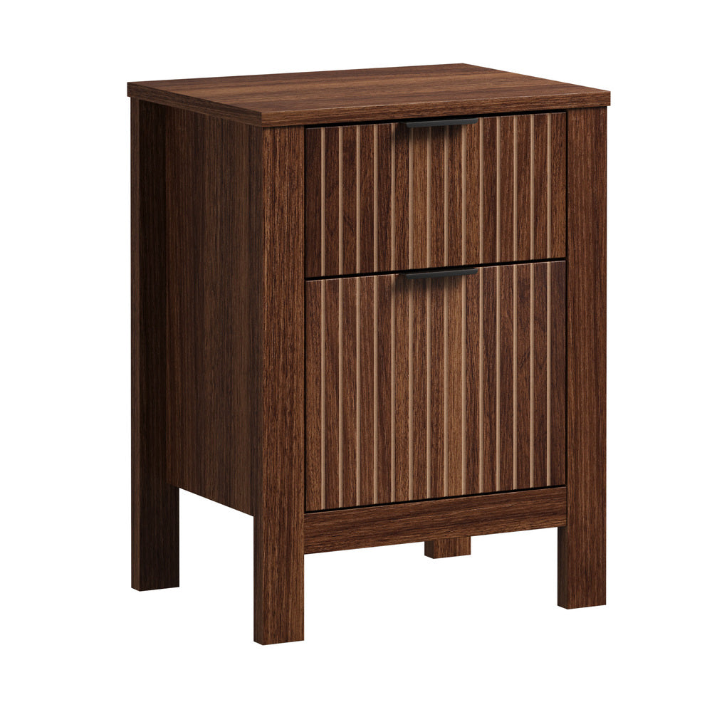 Modern Bedside Table Nightstand, Dark Walnut, 39x30x52.5cm Size
